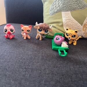 (5) Littlest Pet Shop LPS G7 Sloth Cat Shorthair Leopard Bull Penguin Jaguar